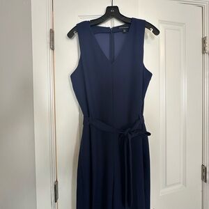Navy Sleeveless Dress with Belt